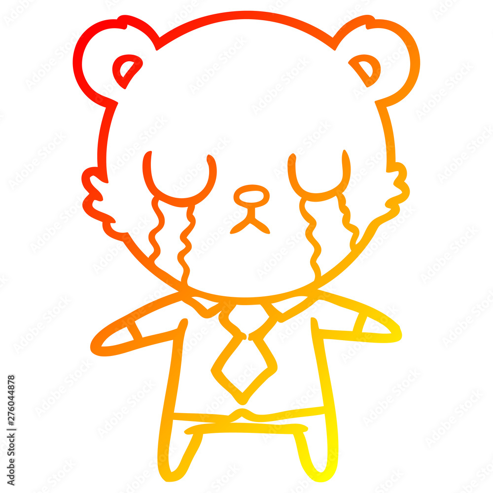 warm gradient line drawing crying cartoon bear warm gradient line drawing crying cartoon bear