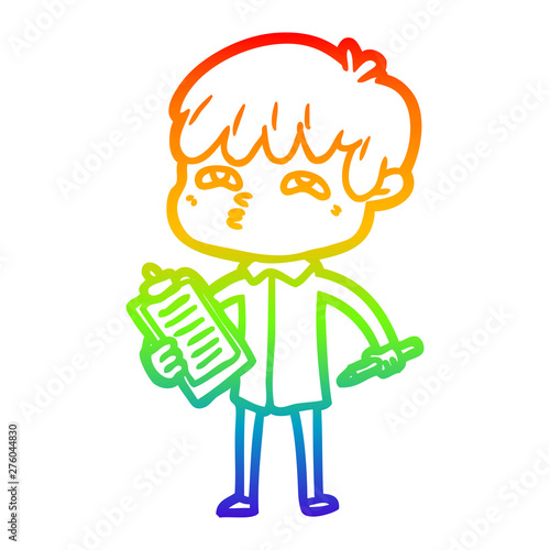 rainbow gradient line drawing cartoon curious man