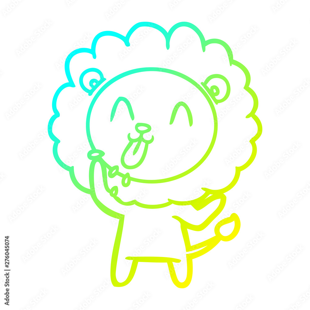 cold gradient line drawing happy cartoon lion cold gradient line drawing happy cartoon lion