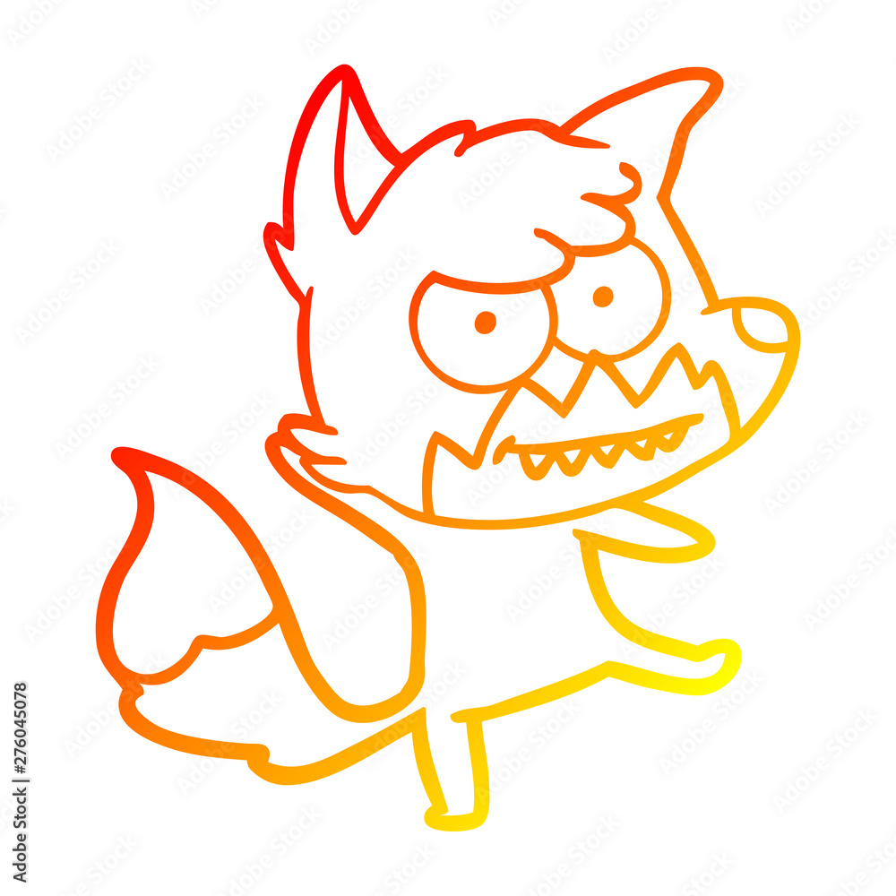 warm gradient line drawing cartoon grinning fox warm gradient line drawing cartoon grinning fox