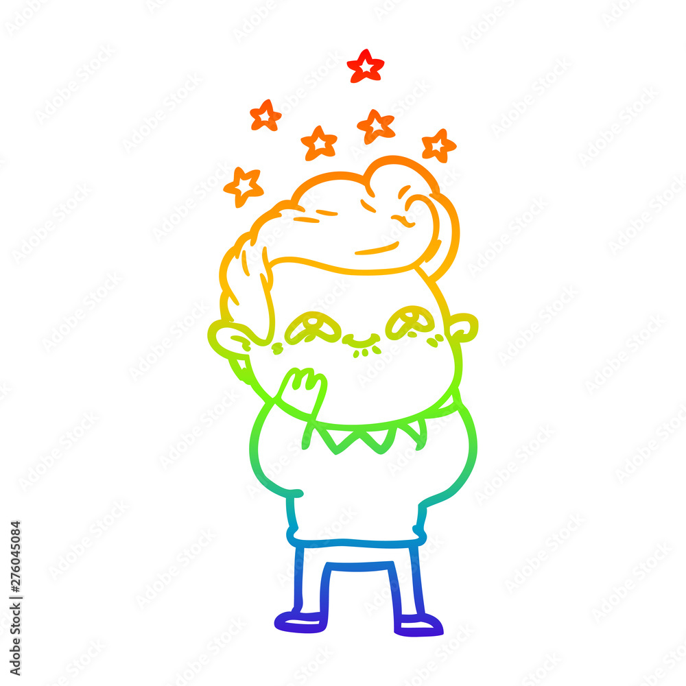 rainbow gradient line drawing cartoon excited man rainbow gradient line drawing cartoon excited man