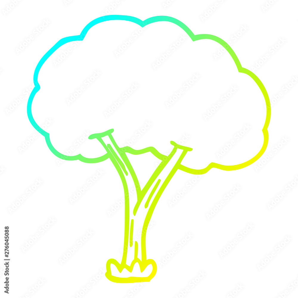 cold gradient line drawing cartoon blooming tree cold gradient line drawing cartoon blooming tree