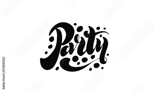 Hand writing word 'party', lettering