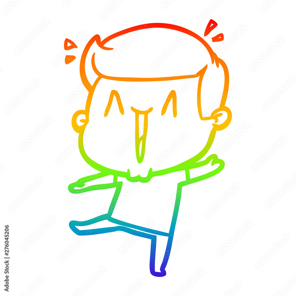 rainbow gradient line drawing cartoon excited man rainbow gradient line drawing cartoon excited man