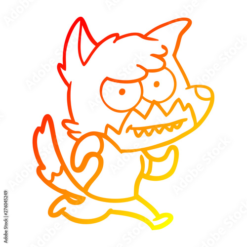 warm gradient line drawing cartoon grinning fox