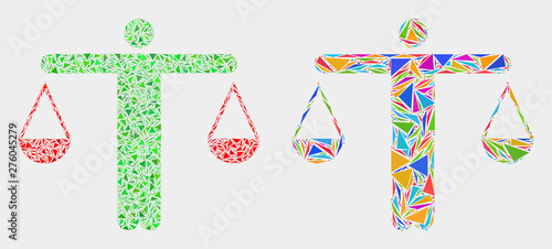 Judge collage icon of triangle items which have various sizes and shapes and colors. Geometric abstract vector illustration of judge.