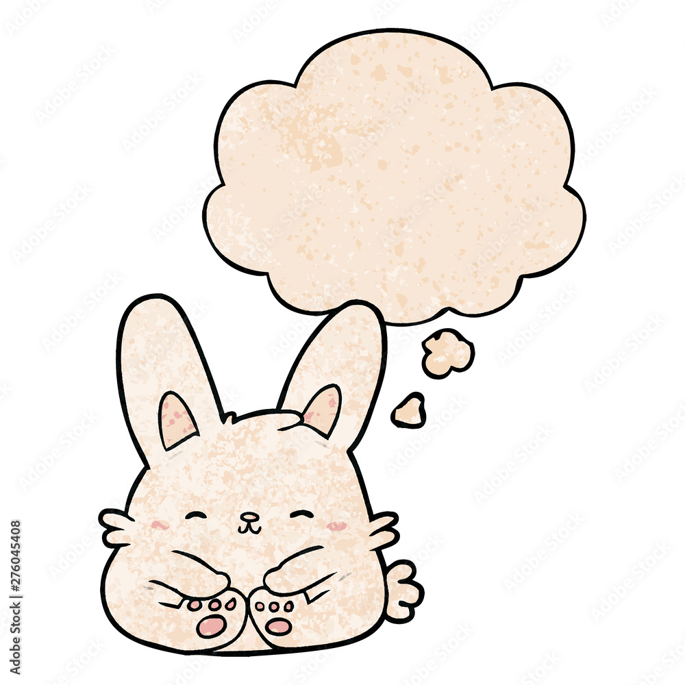cartoon rabbit and thought bubble in grunge texture pattern style cartoon rabbit and thought bubble in grunge texture pattern style