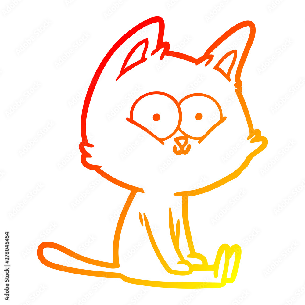 warm gradient line drawing cartoon cat sitting warm gradient line drawing cartoon cat sitting