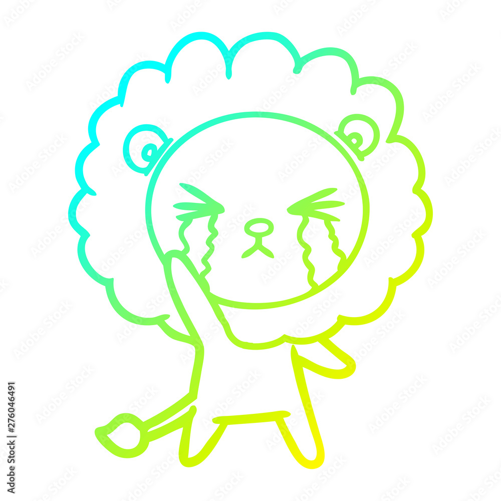 cold gradient line drawing cartoon crying lion cold gradient line drawing cartoon crying lion