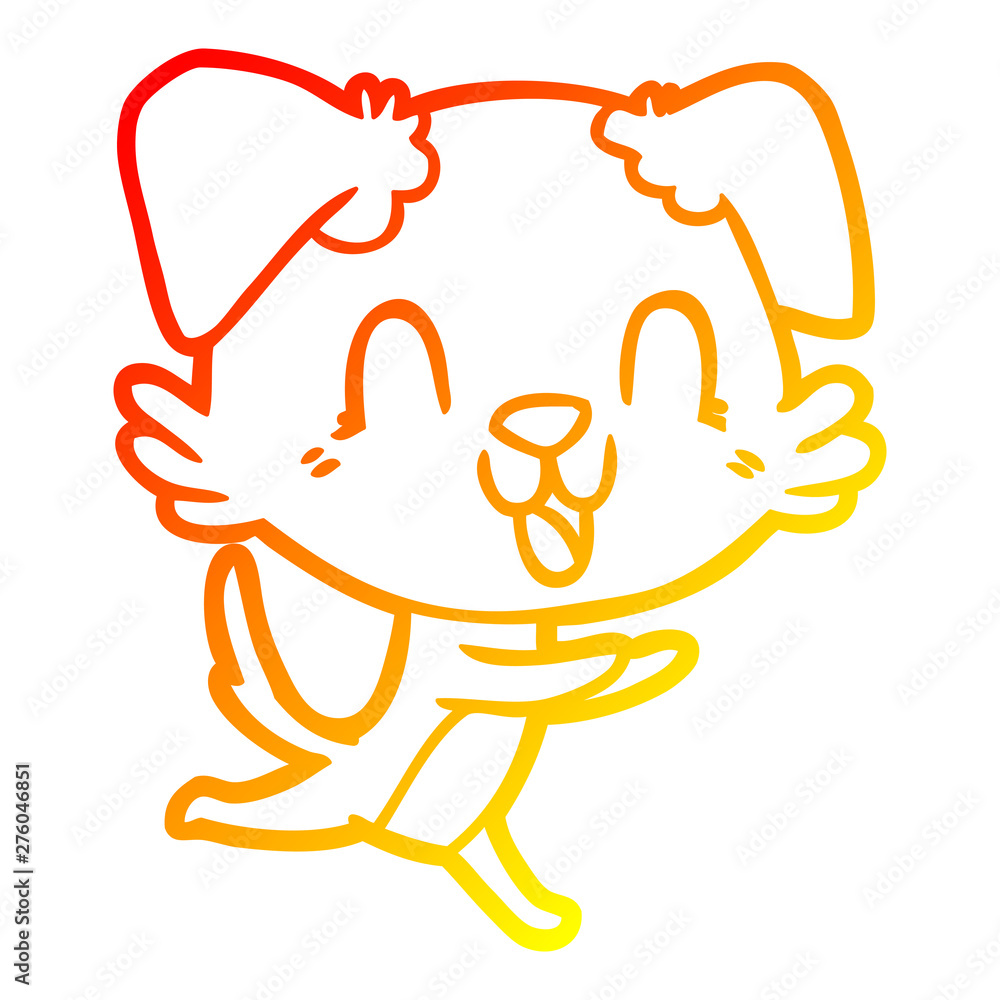 warm gradient line drawing laughing cartoon dog warm gradient line drawing laughing cartoon dog