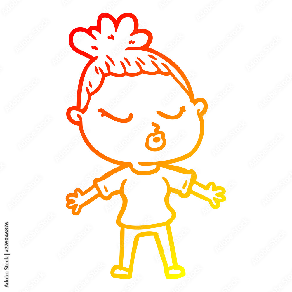 warm gradient line drawing cartoon calm woman warm gradient line drawing cartoon calm woman