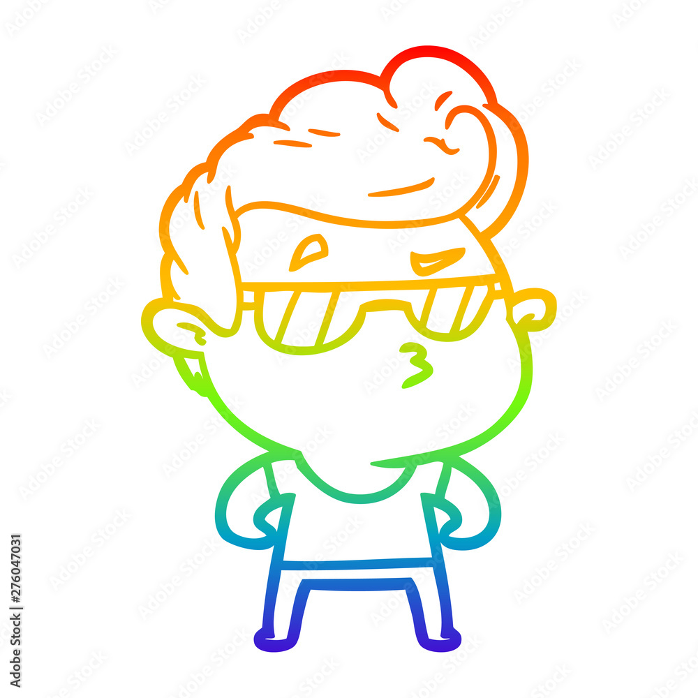 rainbow gradient line drawing cartoon cool guy rainbow gradient line drawing cartoon cool guy