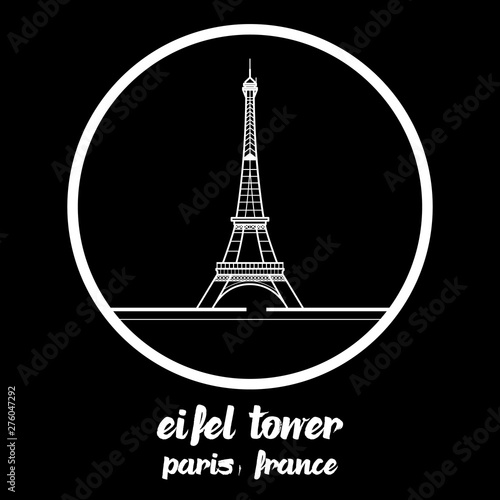Circle Icon eifel tower paris france. vector illustration. eps10