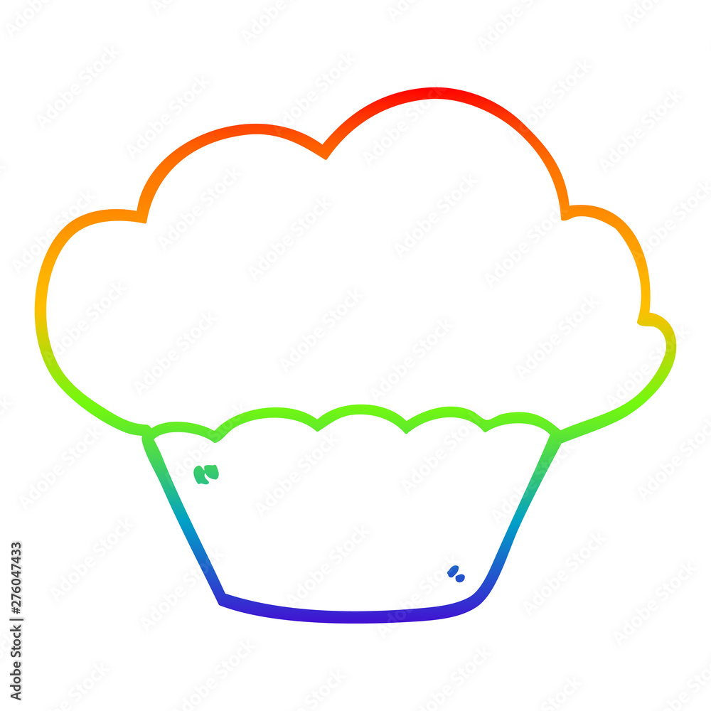 rainbow gradient line drawing cartoon muffin rainbow gradient line drawing cartoon muffin