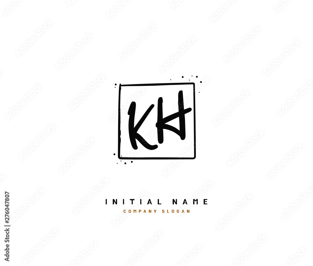 Fototapeta premium K H KH Beauty vector initial logo, handwriting logo of initial signature, wedding, fashion, jewerly, boutique, floral and botanical with creative template for any company or business.