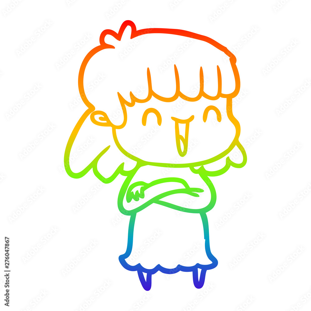 rainbow gradient line drawing cartoon woman rainbow gradient line drawing cartoon woman