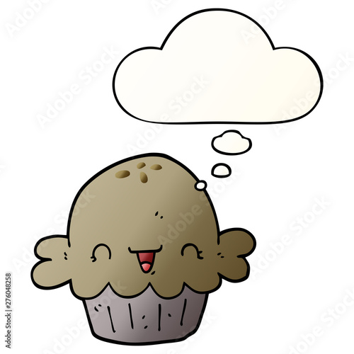cute cartoon pie and thought bubble in smooth gradient style