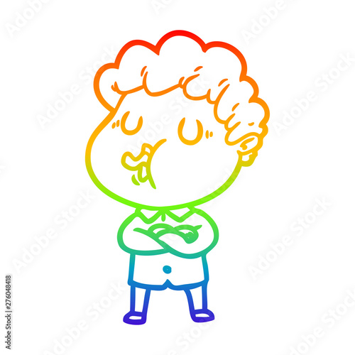 rainbow gradient line drawing cartoon man singing