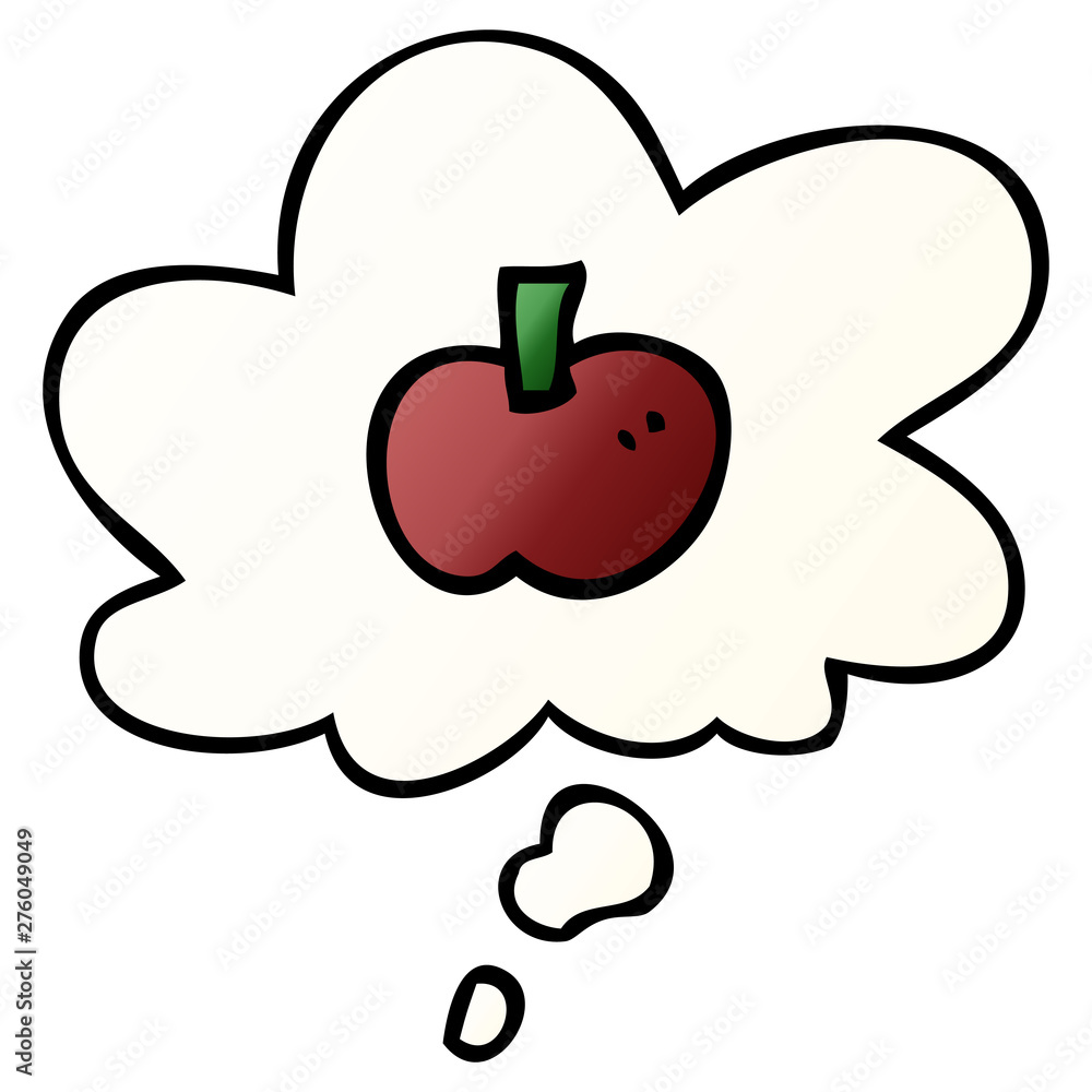 cartoon apple symbol and thought bubble in smooth gradient style cartoon apple symbol and thought bubble in smooth gradient style