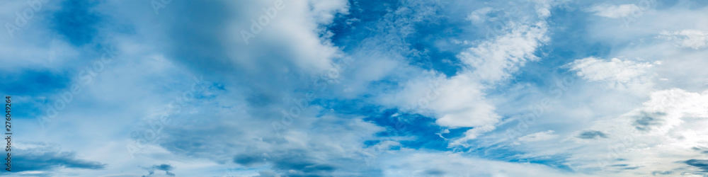 Panorama sky with cloud on a sunny day. Panoramic image. Panorama sky with cloud on a sunny day. Panoramic image.