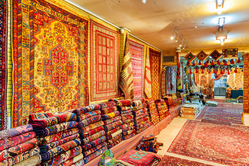 Wonderful inside view of carpet shop in the Grand Bazaar