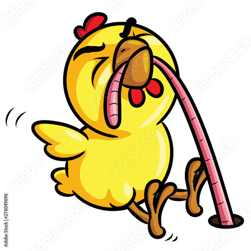 Chick Eat Worm Cartoon
