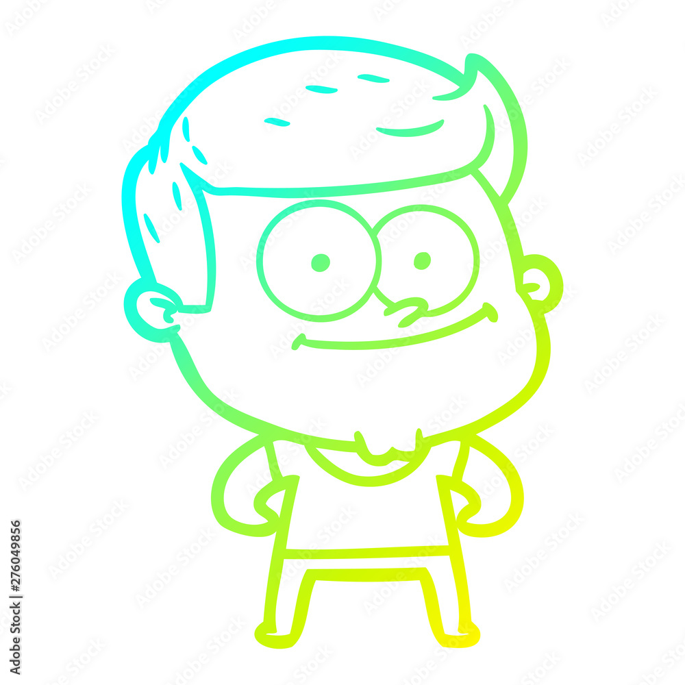 Obraz premium cold gradient line drawing cartoon happy man