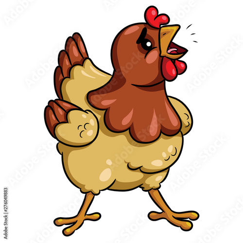 Hen Clucking Cartoon
