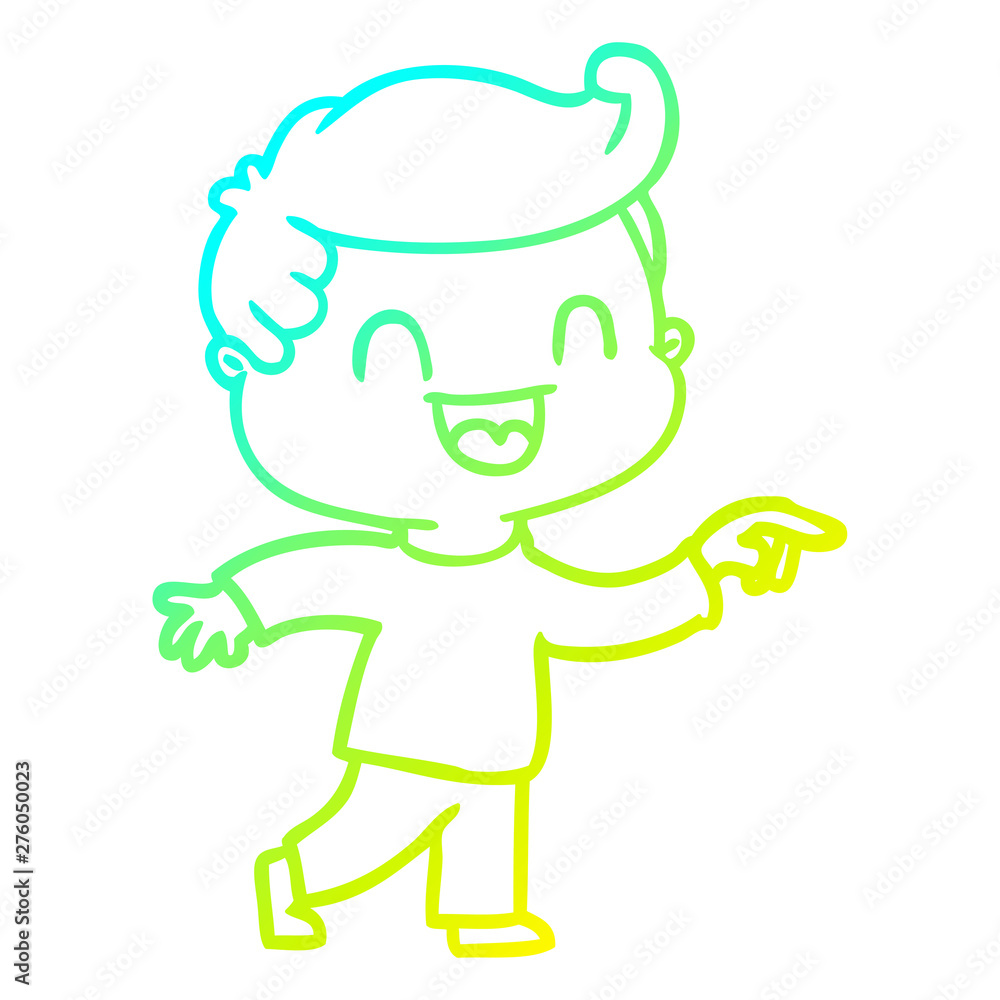 cold gradient line drawing cartoon happy man pointing cold gradient line drawing cartoon happy man pointing