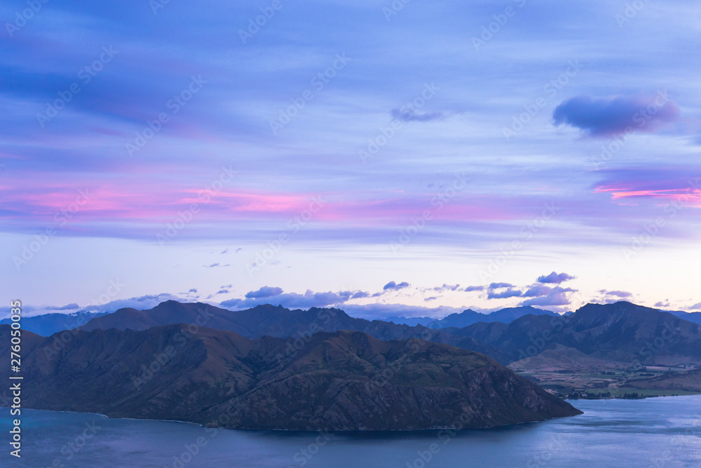 Wanaka Roys peak Sunrise View Over Mountains And Lake In New Zealand