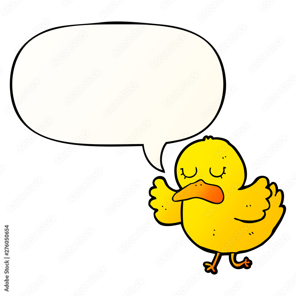 cartoon duck and speech bubble in smooth gradient style cartoon duck and speech bubble in smooth gradient style