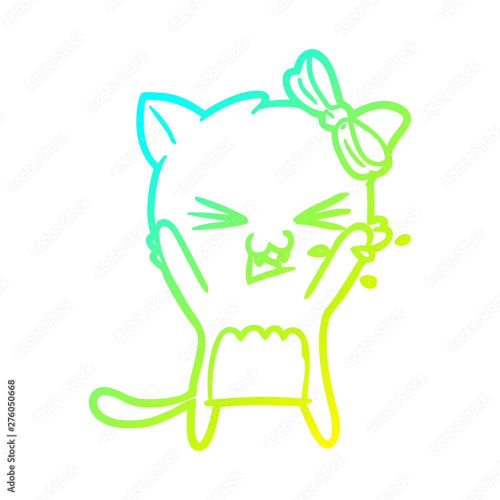 cold gradient line drawing cartoon cat cold gradient line drawing cartoon cat