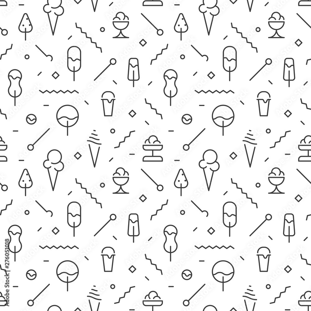 The geometric ice cream seamless pattern with lines. The geometric ice cream seamless pattern with lines.