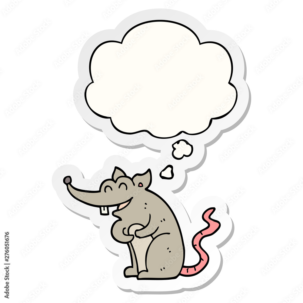 cartoon rat and thought bubble as a printed sticker cartoon rat and thought bubble as a printed sticker