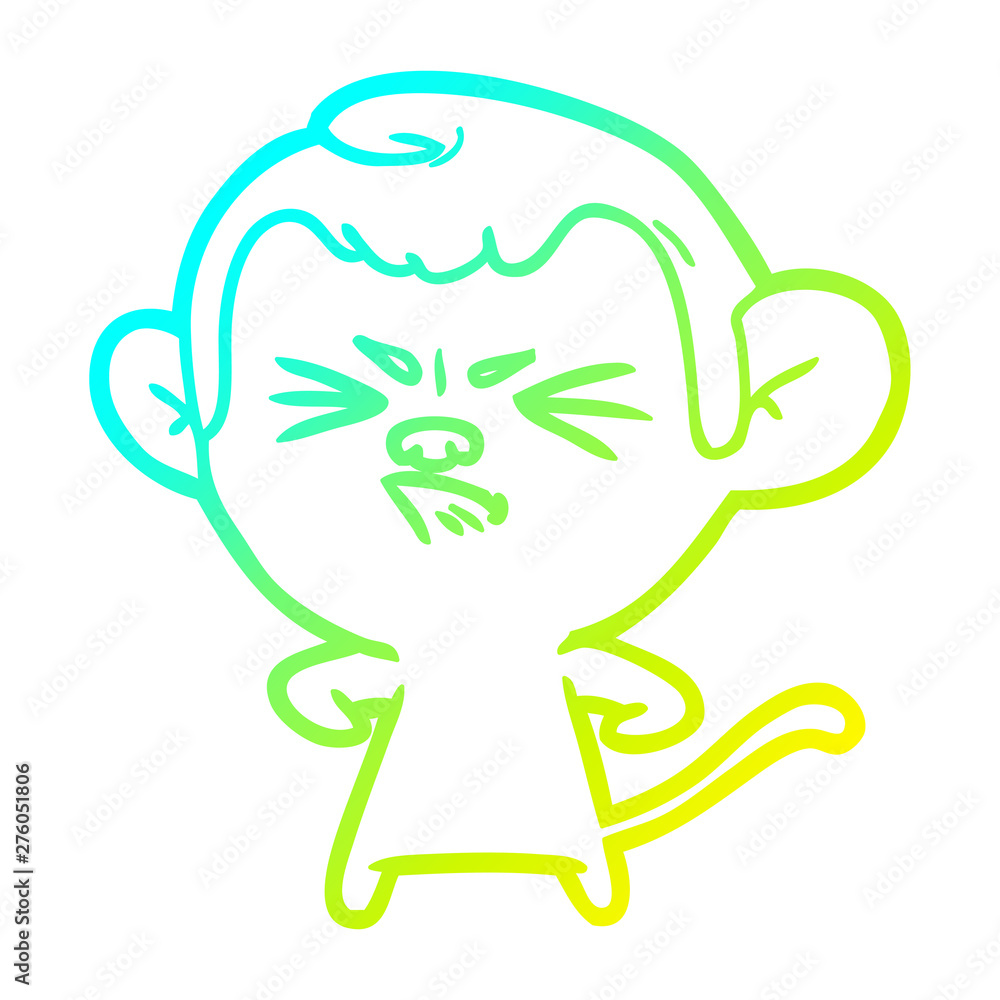cold gradient line drawing cartoon angry monkey cold gradient line drawing cartoon angry monkey