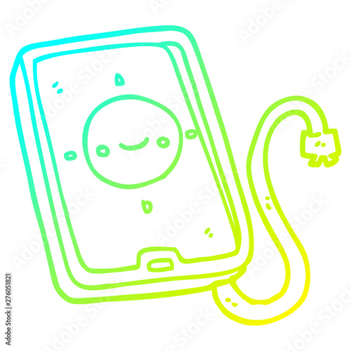 cold gradient line drawing cartoon mobile phone device