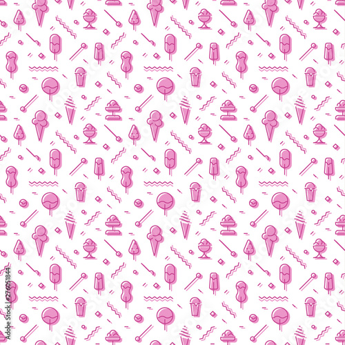 The geometric ice cream seamless pattern with lines.