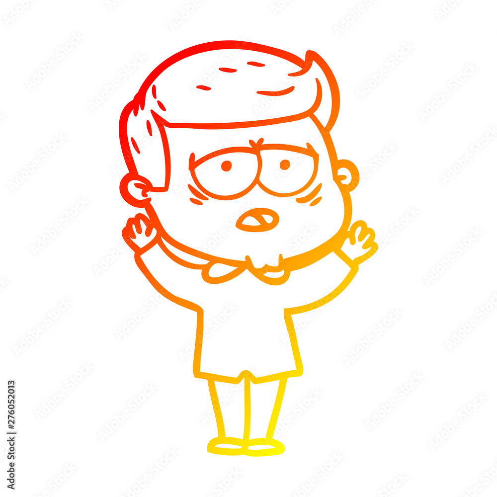 warm gradient line drawing cartoon tired man warm gradient line drawing cartoon tired man