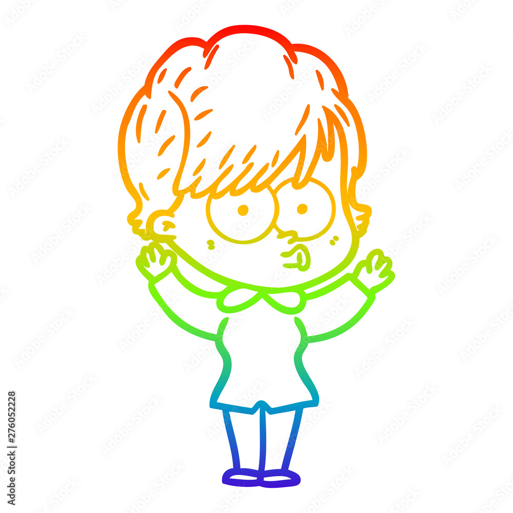 rainbow gradient line drawing cartoon woman rainbow gradient line drawing cartoon woman