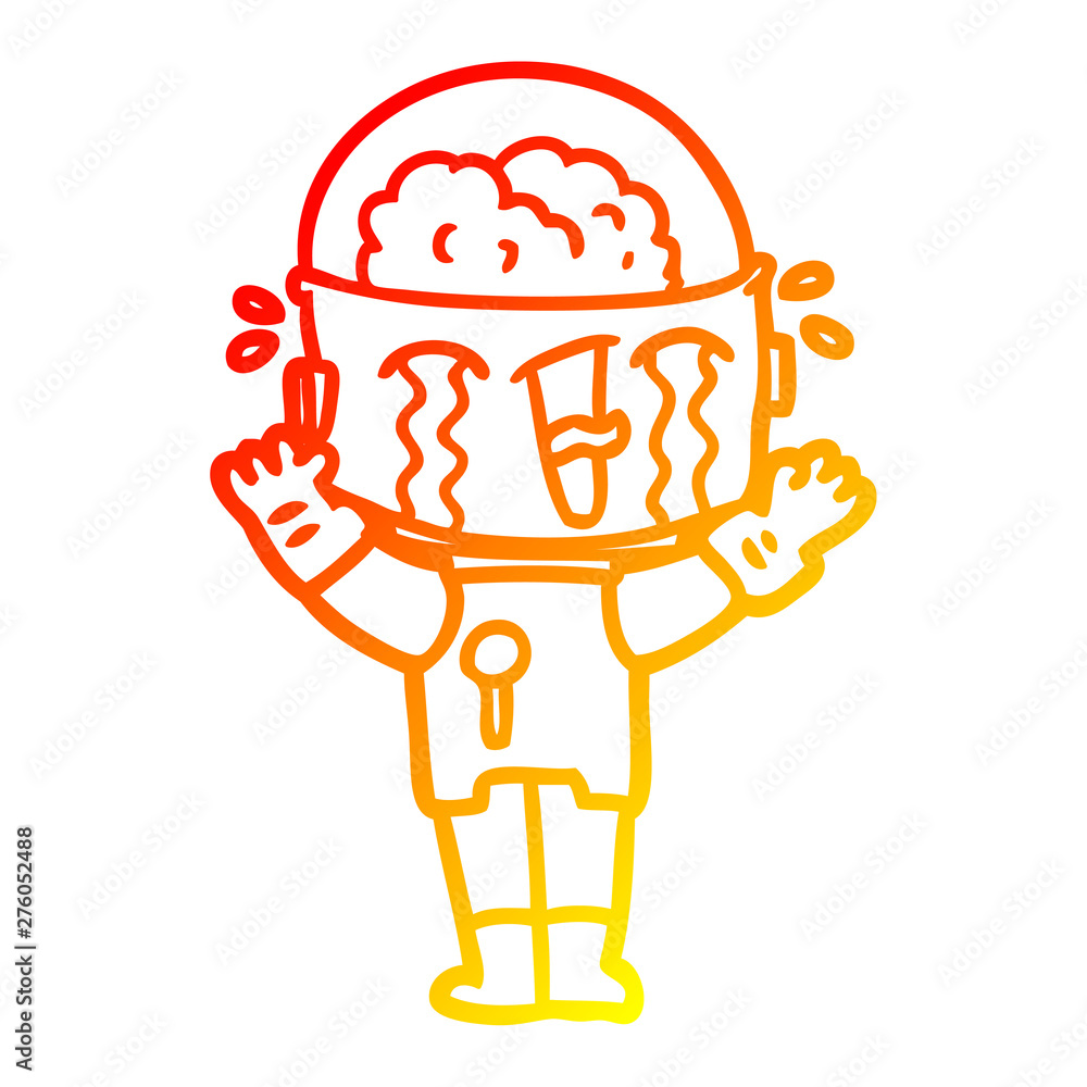 warm gradient line drawing cartoon crying robot warm gradient line drawing cartoon crying robot