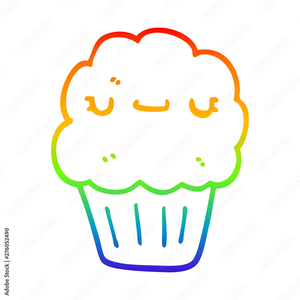 rainbow gradient line drawing cartoon muffin rainbow gradient line drawing cartoon muffin