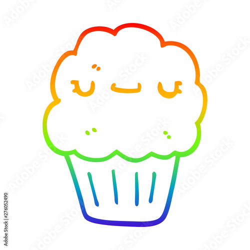 rainbow gradient line drawing cartoon muffin