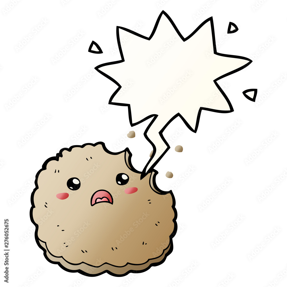 cartoon biscuit and speech bubble in smooth gradient style cartoon biscuit and speech bubble in smooth gradient style