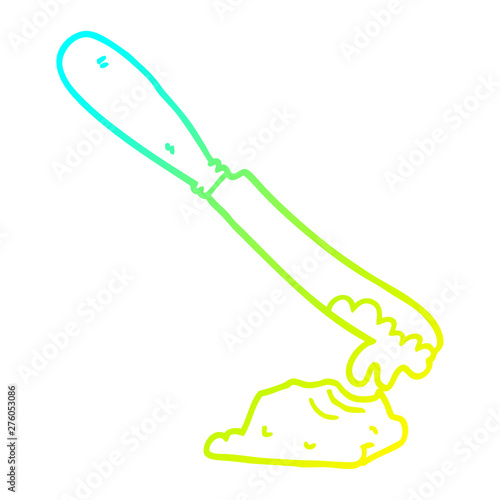 cold gradient line drawing cartoon knife spreading butter