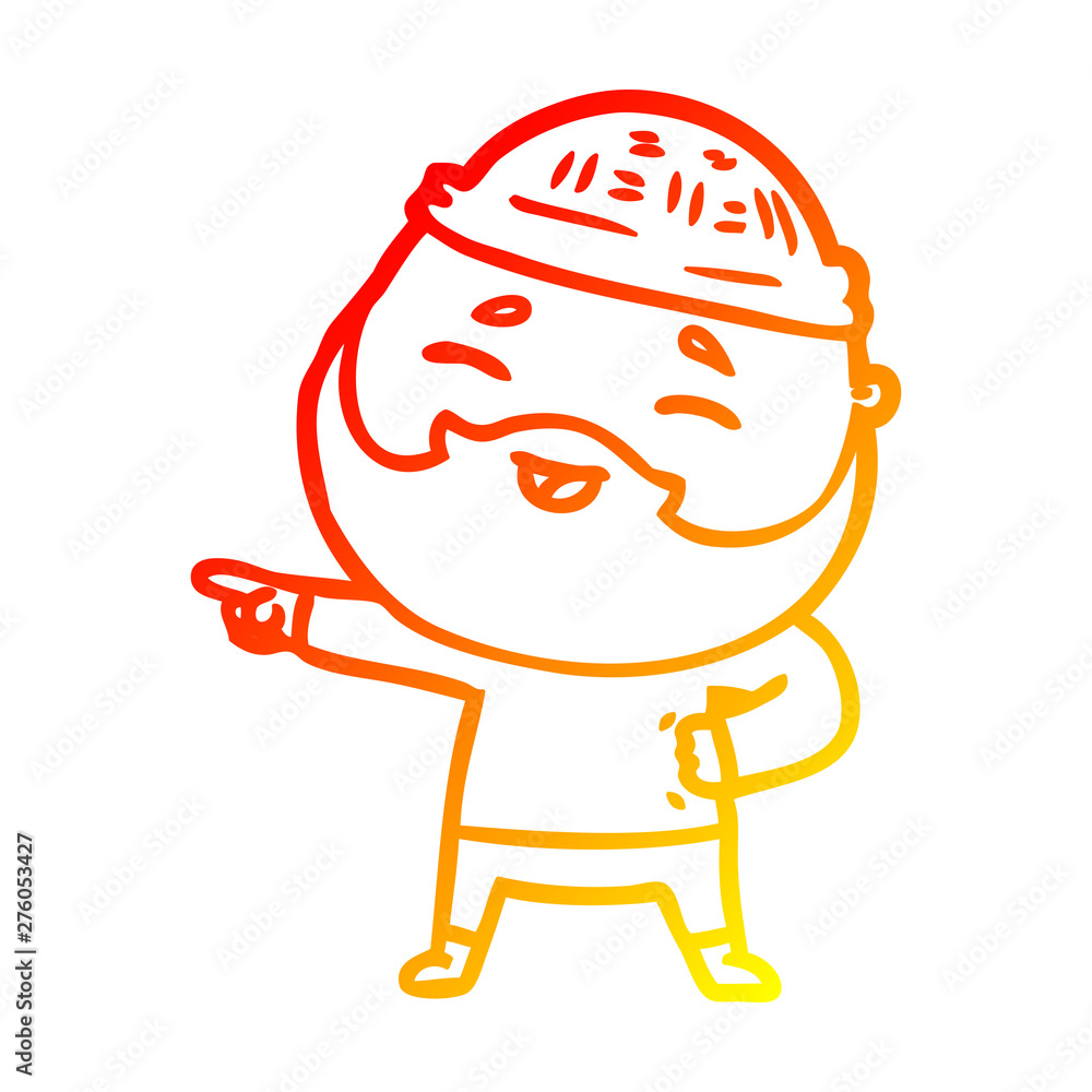 warm gradient line drawing cartoon happy bearded man