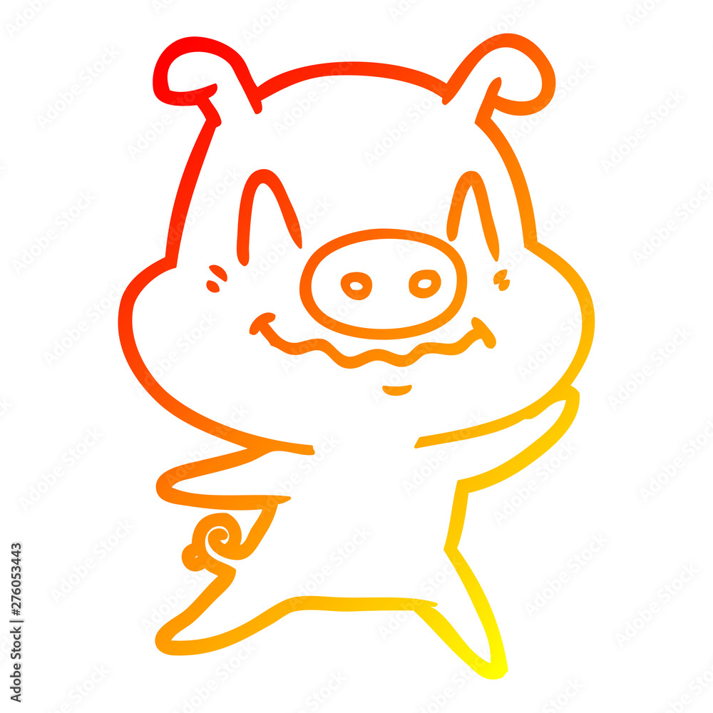 warm gradient line drawing nervous cartoon pig warm gradient line drawing nervous cartoon pig