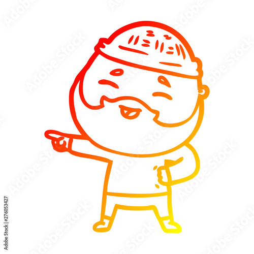 warm gradient line drawing cartoon happy bearded man