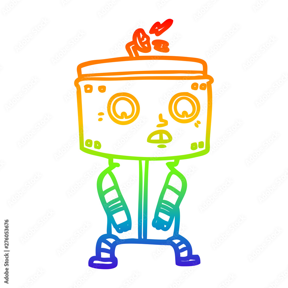 rainbow gradient line drawing cartoon robot rainbow gradient line drawing cartoon robot