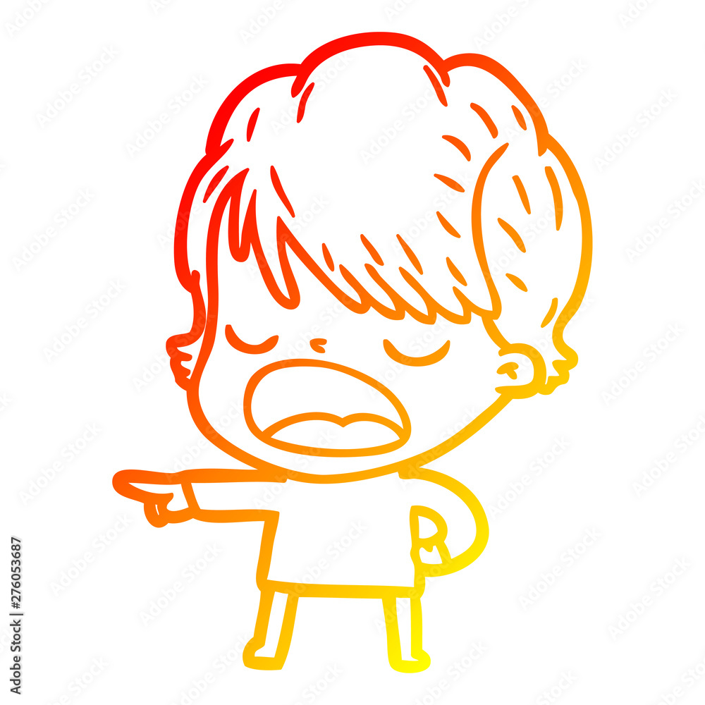 warm gradient line drawing cartoon woman talking warm gradient line drawing cartoon woman talking