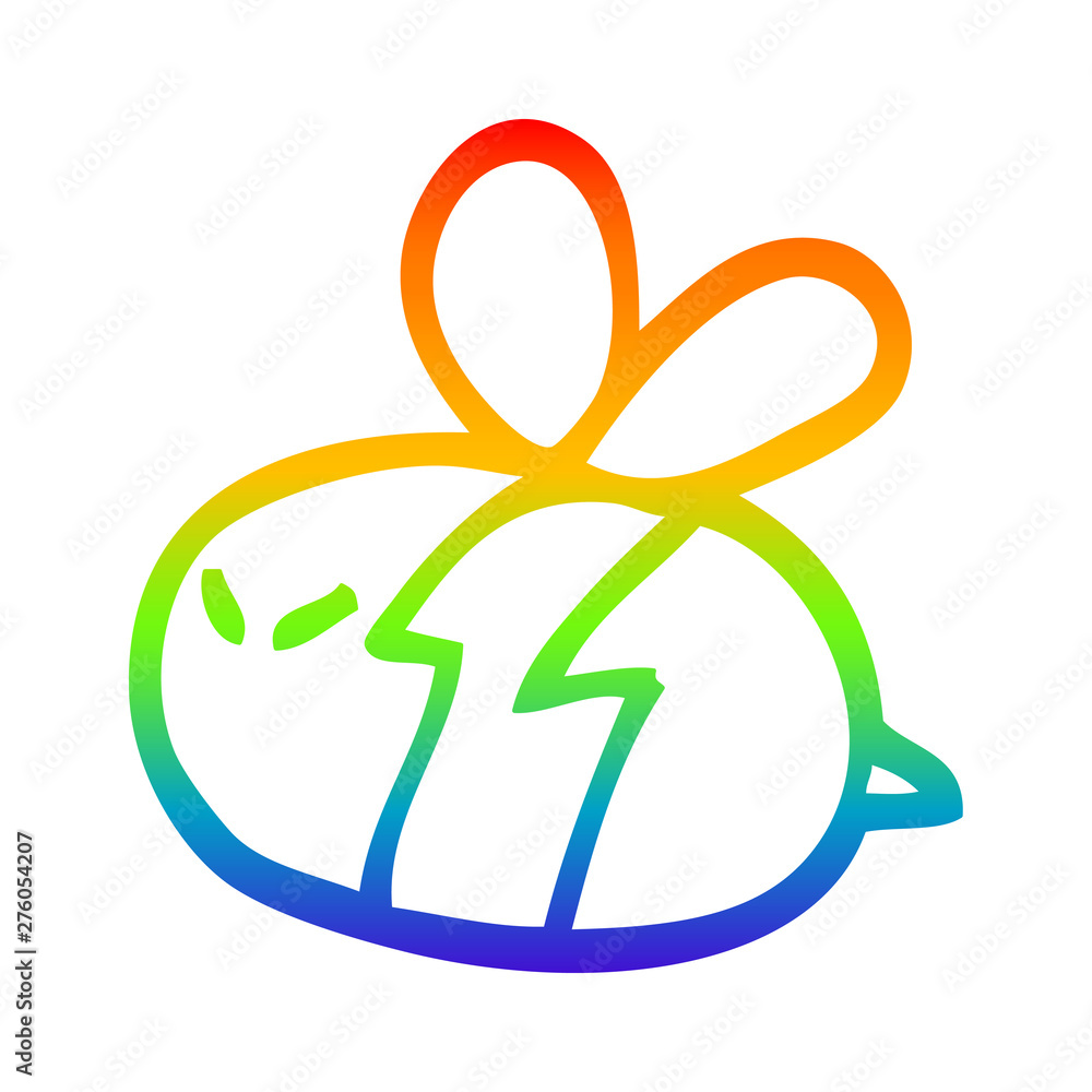 rainbow gradient line drawing cartoon bee rainbow gradient line drawing cartoon bee